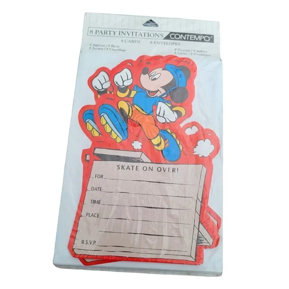 Disney Mickey Mouse Contempo Party Invitations 8 Skating Party Invites